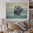 thumbnail image 1 of Designart "Serene African Hippos I" Animals Print on Natural Pine Wood, 1 of 5