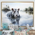 thumbnail image 1 of Designart "Serene African Hippos II" Animals Floater Framed Canvas Print, 1 of 7