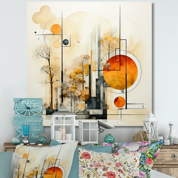 Designart "Serene Autumn Landscape Scene I" Minimalism Wall Art Prints