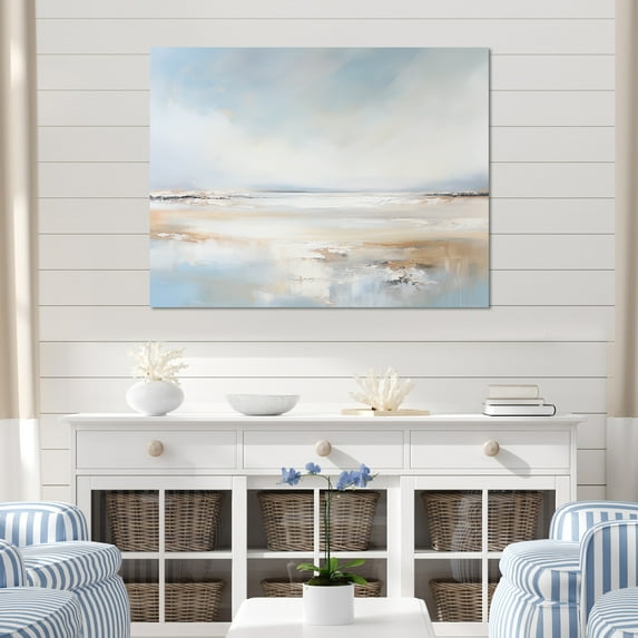 Designart "Serene Beach Horizon In Soft Colors I" Coastal Minimalism Canvas Prints