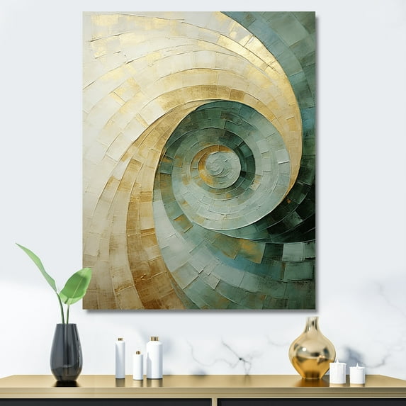 Designart "Serene Beige Pottery Spirals" Abstract Spirals Canvas Wall Art