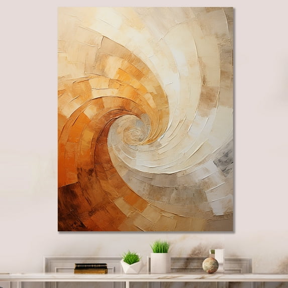 Designart "Serene Beige Pottery Spirals II" Abstract Spirals Wall Art Prints
