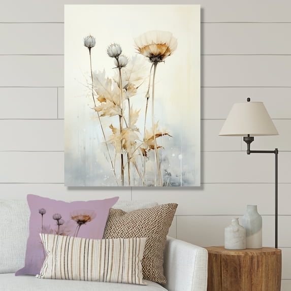 Designart "Serene Beige Thistle" Thistle Wall Decor