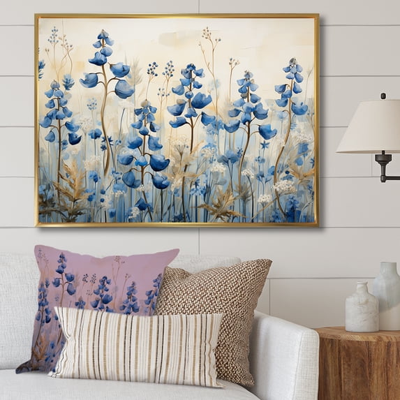 Designart "Serene Blue Bonnets Field V" Blue Bonnets Floater Framed Canvas Art Print