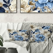 Designart "Serene Blue Oasis Florals I" Floral Printed Throw Pillow