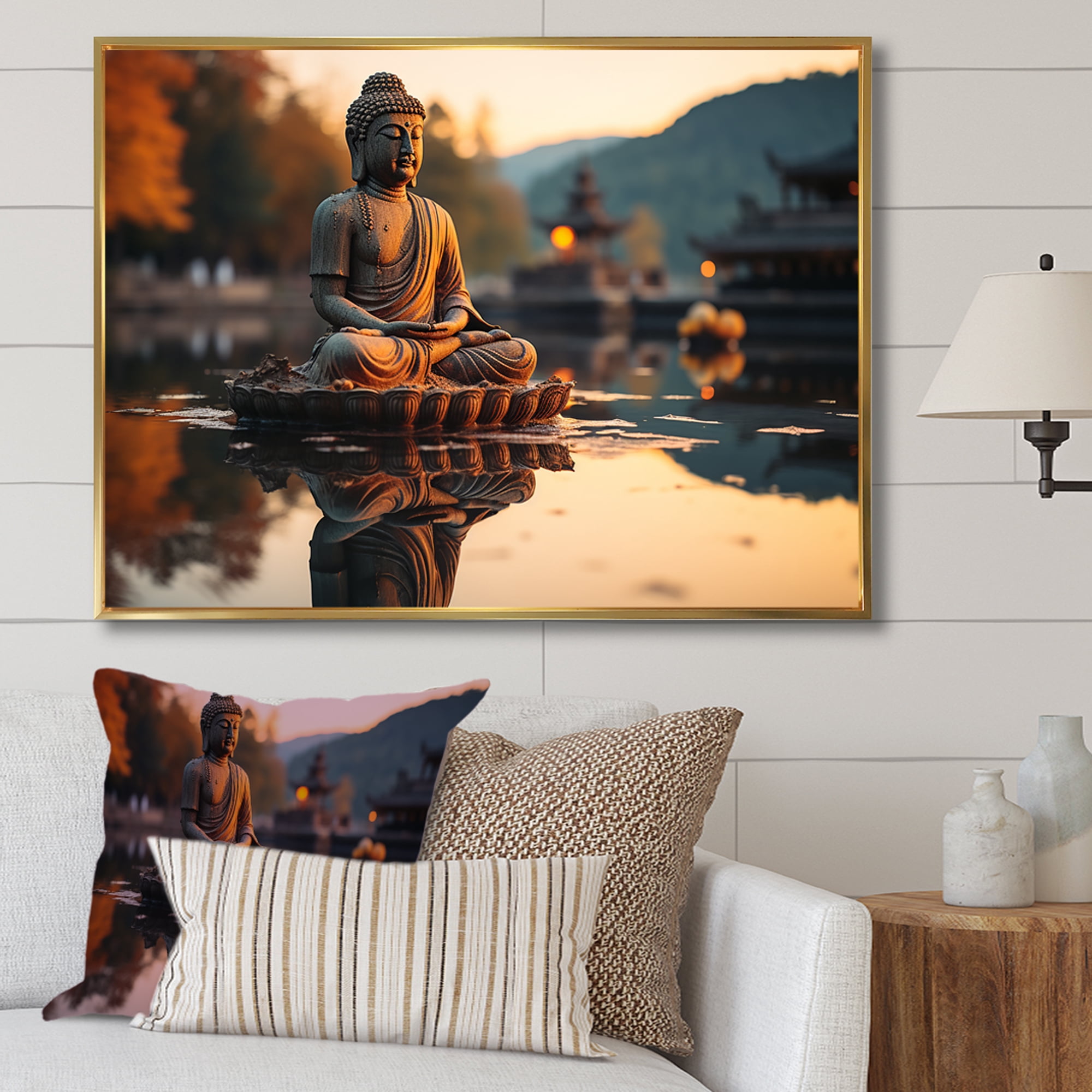 Designart "Serene Buddha Zen Tranquility IV" Spiritual Framed Wall Art ...
