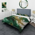 thumbnail image 1 of Designart "Serene Cascade in Green and Gold II" Abstract Bedding Covert Set - Modern Green Transitional Bed Set With 2 Shams, 1 of 6
