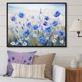 thumbnail image 1 of Designart "Serene Cornflower Meadow" Flower Field Floater Framed Wall Art Living Room, 1 of 5