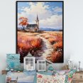 thumbnail image 1 of Designart "Serene Countryside Chapel II" Spiritual Framed Wall Art - Cabin Orange Church Entryway Framed Wall Art Print, 1 of 6