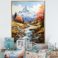thumbnail image 1 of Designart "Serene Creek At Mountain Summit II" Landscape Mountains Floater Framed Wall Art Living Room, 1 of 5