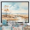 thumbnail image 1 of Designart "Serene Harmony In A Beige Meadow With A Stream" Meadow Floater Framed Wall Art Living Room, 1 of 5