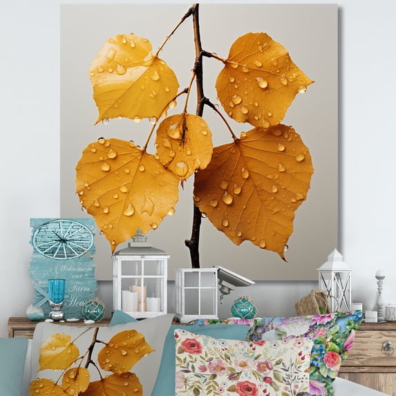 Designart "Serene Harmony In Honey-Colored Foliage I" Leaves Wall Art Prints