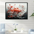 thumbnail image 1 of Designart "Serene Image Of Red And Grey Koi Fish Swimming I" Kois Fish Floater Framed Canvas Wall Art, 1 of 5