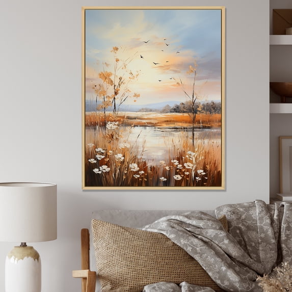 Designart "Serene Infinite Serenity In Floral Prairies" Prairies Floater Framed Wall Art Prints