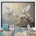 thumbnail image 1 of Designart "Serene Landscape White and Grey Birds on Floral Tree I" Animals Framed Wall Art - Modern Farmhouse White Bird Hallway Framed Wall Art Decor, 1 of 6