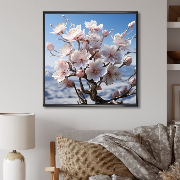 Designart "Serene Melody Of Magnolia" Magnolias Floater Framed Canvas Prints