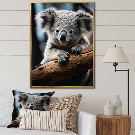 Designart "Serene Moments with Koalas" Animals Floater Framed Canvas Print