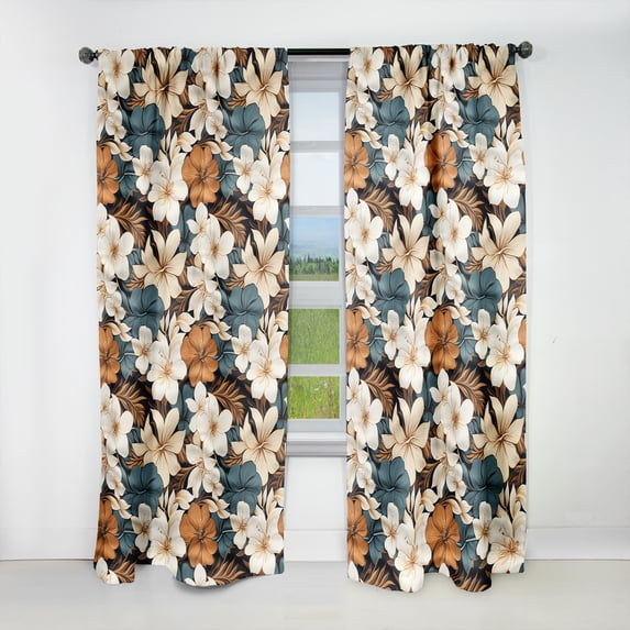 Designart "Serene Monochrome Tropics I" Tropical Blackout Curtain Single Panel