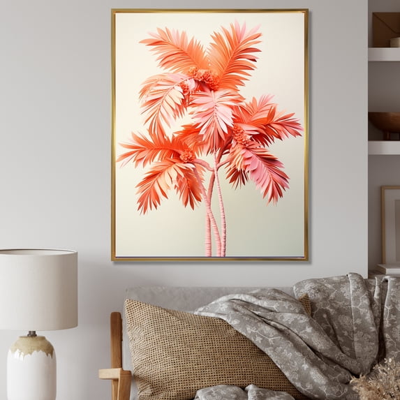 Designart "Serene Palm Tree" Palms & Palm Trees Floater Framed Wall Art Prints