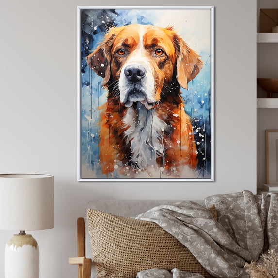 Designart "Serene Saint Bernard II" Animals Dog Floater Framed Wall Art Living Room