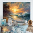 thumbnail image 1 of Designart "Serene Seaside Ambiance in Yellow and Blue" Beach Metal Art Print, 1 of 5