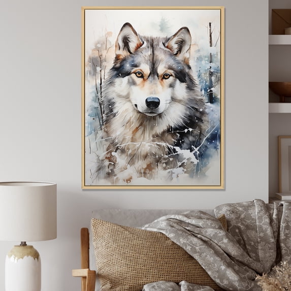 Designart "Serene Siberian Canine II" Animals Dog Floater Framed Wall Art Living Room