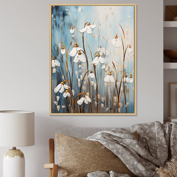 Designart "Serene Snowdrop Palette" Snowdrops Floater Framed Canvas Prints