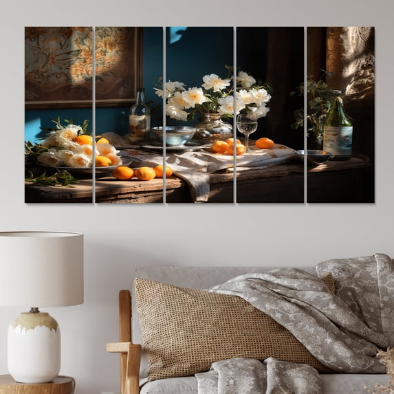 Designart "Serene Still Life with Floral Elements II" Floral Metal Wall Décor Set
