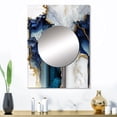 thumbnail image 1 of Designart "Serene White and Blue Geode Marble I" abstract marble Mirror Wall Decor - Modern Blue Abstract Living Room Wall Mirror Art - 32" x 24" Inch, 1 of 5