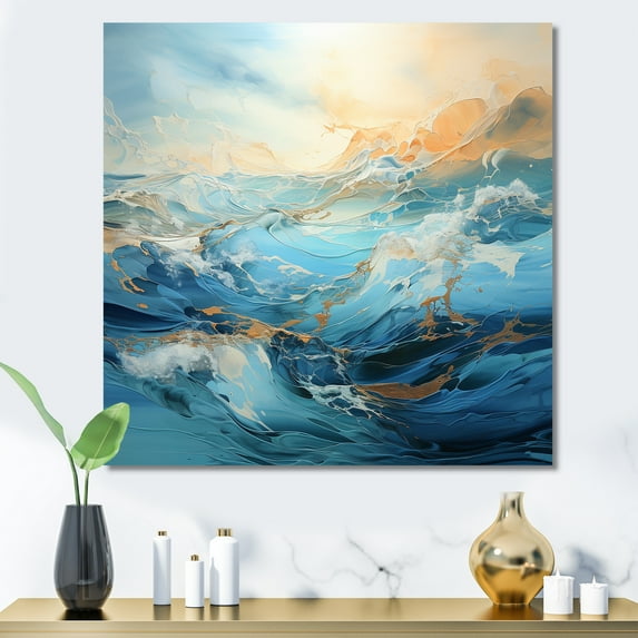 Designart "Serene White Blue Storm" Storms Canvas Wall Art