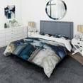 thumbnail image 1 of Designart "Serene White and Blue Geode Marble I" Abstract Marble Bedding Covert Set - Modern Blue Abstract Bed Set With 2 Shams, 1 of 6