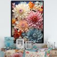 thumbnail image 1 of Designart "Serenity Amidst Colorful Mums" Mums Floater Framed Wall Art Living Room, 1 of 5