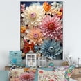 thumbnail image 1 of Designart "Serenity Amidst Colorful Mums" Mums Floater Framed Wall Art Living Room, 1 of 5