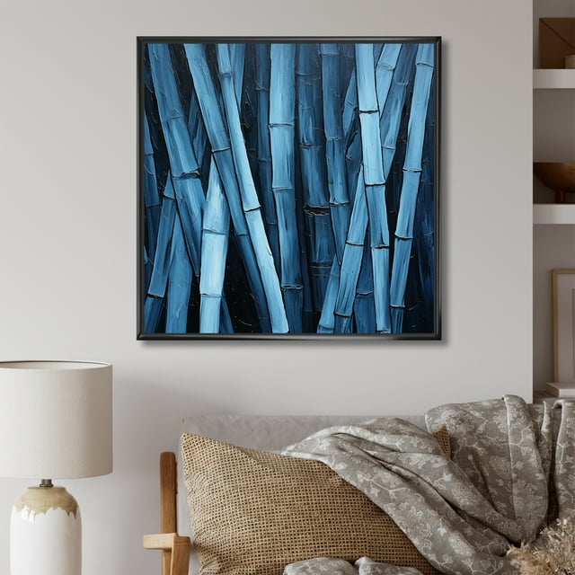 Designart "Serenity Amidst Wild Blue Bamboo" Bamboo Floater Framed Canvas Prints