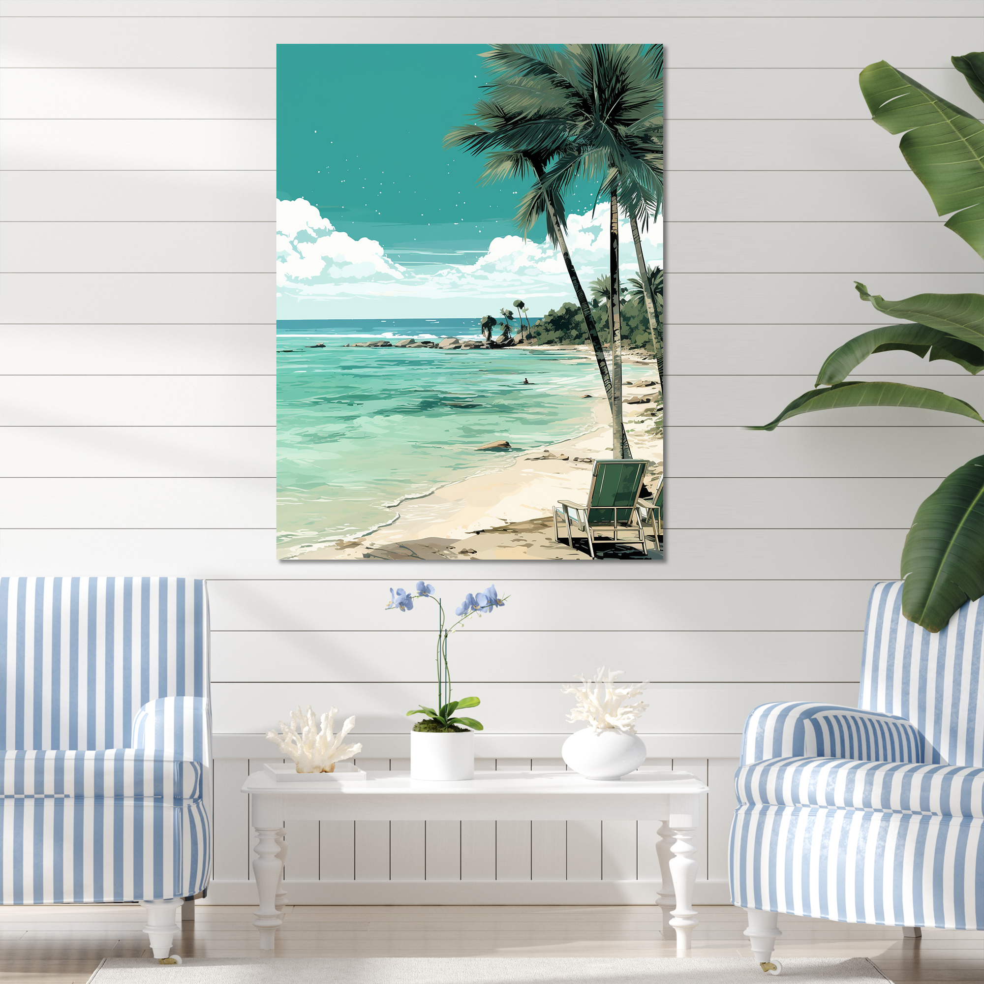 Designart "Serenity Chair by the Beach Island Relaxation" Coastal ...