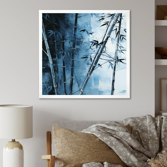 Designart "Serenity In A Forest Of Blue Bamboo" Bamboo Picture Framed Canvas Prints