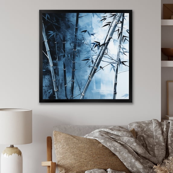 Designart "Serenity In A Forest Of Blue Bamboo" Bamboo Picture Framed Canvas Prints