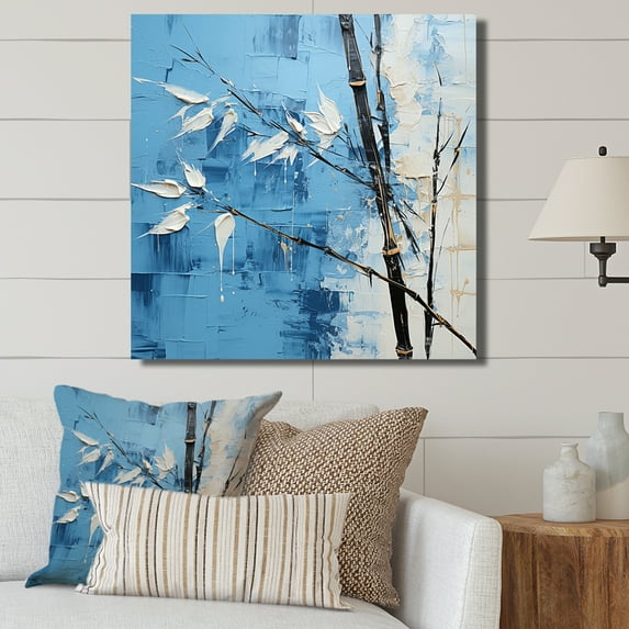 Designart "Serenity In A Forest Of Blue Bamboo IV" Bamboo Wall Art Living Room