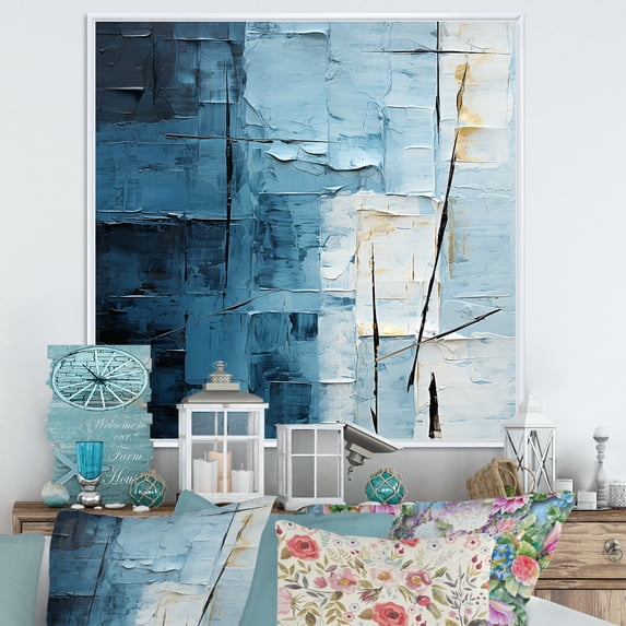 Designart "Serenity In A Forest Of Blue Bamboo V" Bamboo Floater Framed Canvas Wall Art