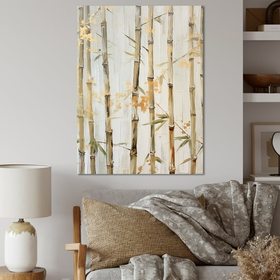 Designart "Serenity In Beige Minimalism With Bamboo" Bamboo Wall Art Prints