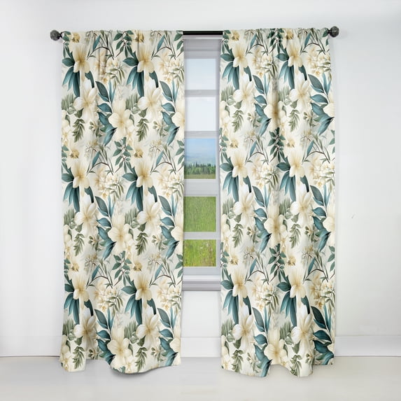 Designart "Serenity In Botanicals II" Tropical Blackout Curtain Panels