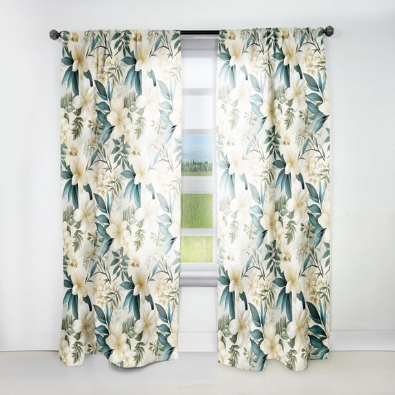 Designart "Serenity In Botanicals II" Tropical Room Darkening Curtain Single Panel
