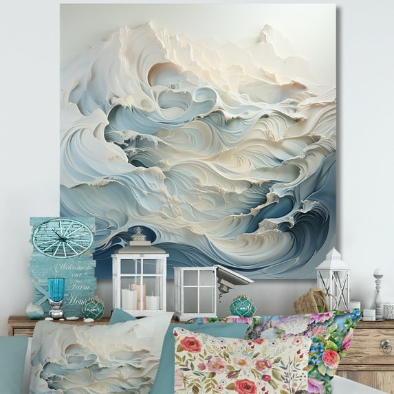 Designart "Serenity In The Mountain Waves" Landscape Mountains Wall Art Living Room