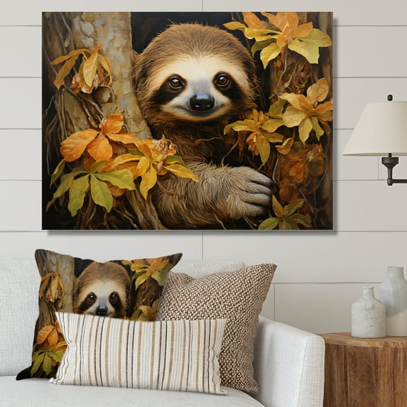 Designart "Serenity Sloth Resting on a Branch II" Animals Wall Decor