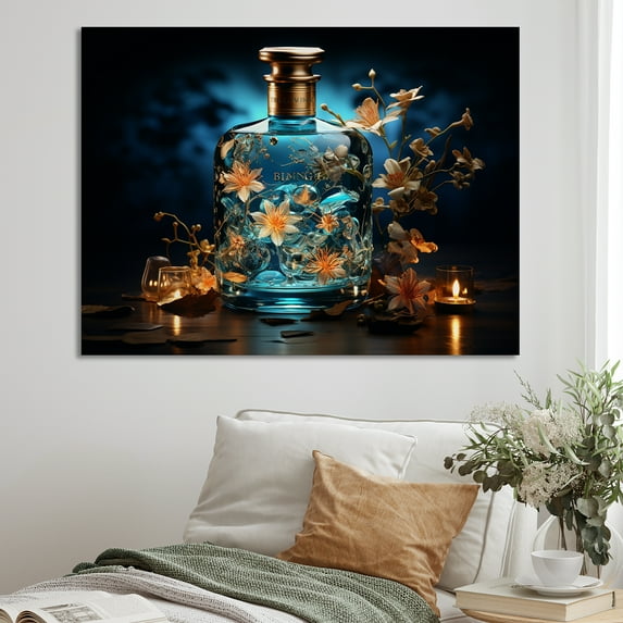 Designart "Serenity: Soma'S Sapphire Flower Perfume Bottle" Hinduism Canvas Prints