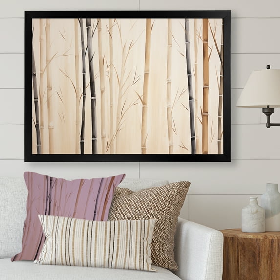 Designart "Serenity With Beige Minimalism Bamboo II" Bamboo Picture Framed Wall Art Living Room