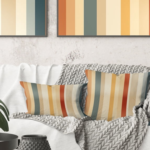 Designart "Serenity in Beige and Brown Striped Pattern" Striped Printed Throw Pillow