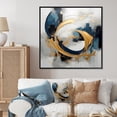 thumbnail image 1 of Designart "Serenity in Golden Blue Abstract Whirls V" Abstract Framed Wall Art - Gold Abstract Fractal Living Room Framed Canvas Art, 1 of 6