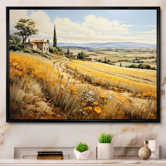Designart "Serenity in Thessalian, Greece I" Landscapes Floater Framed Wall Decor