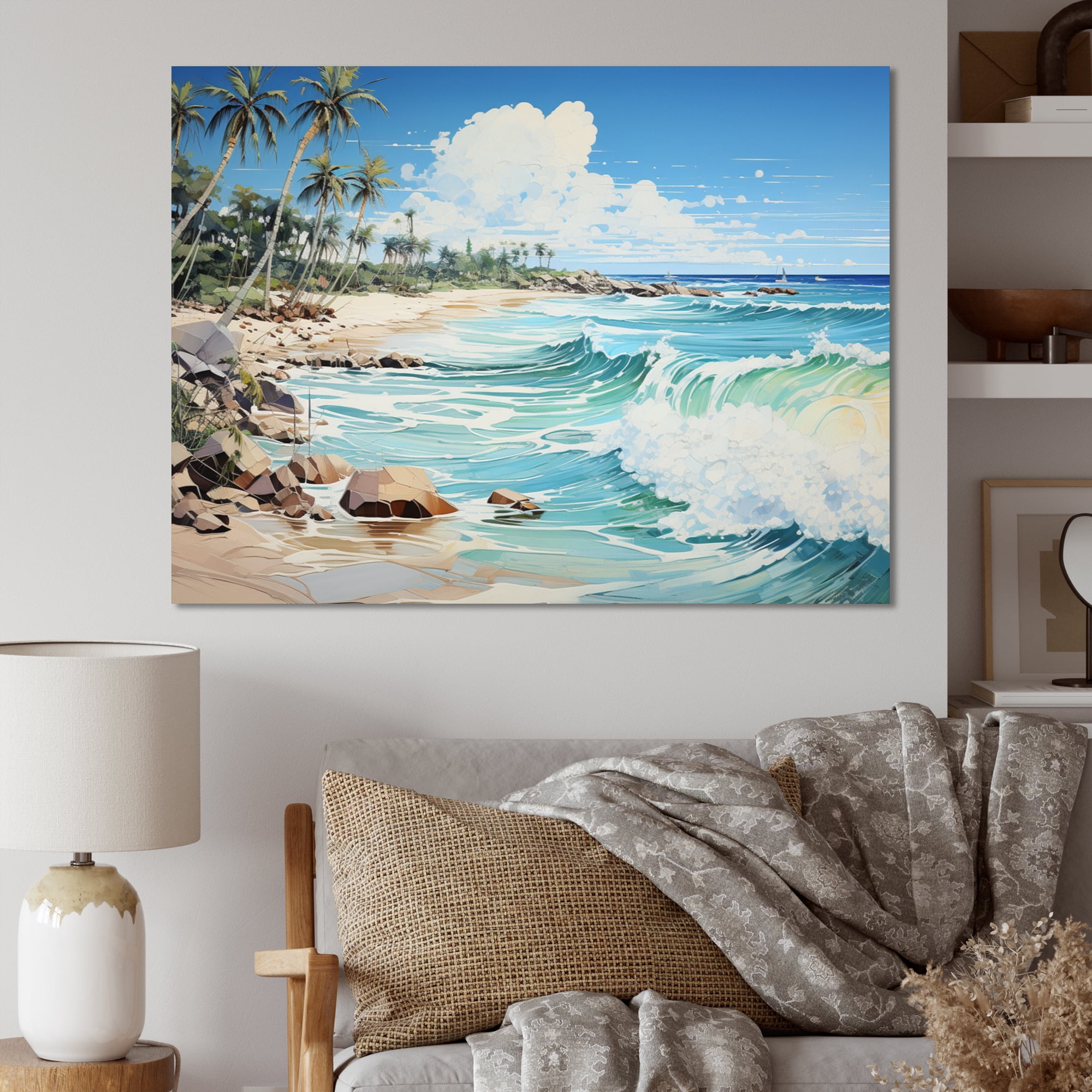 Designart "Serenity in Tropical Blues II" Nautical & Beach Wall Art ...